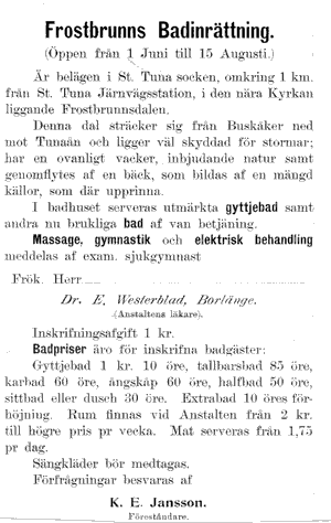 Badprospekt - årtal okänt dock mellan 1895-1910